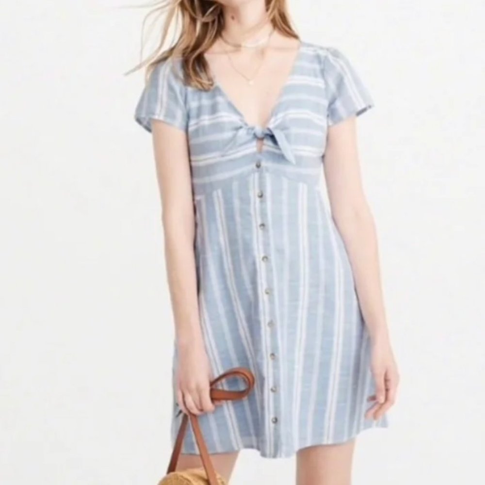 Abercrombie and Fitch Blue and White Striped Button Down Dress